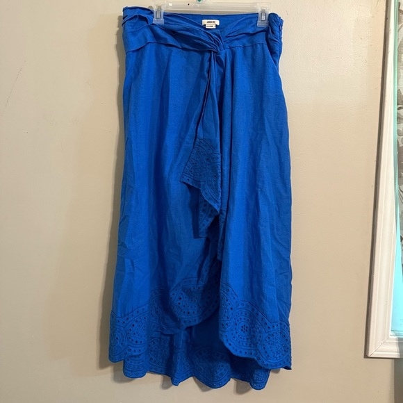 Jason Wu Dresses & Skirts - Jason Wu blue high-rise linen blend eyelet knot waist midi skirt women’s 10 boho